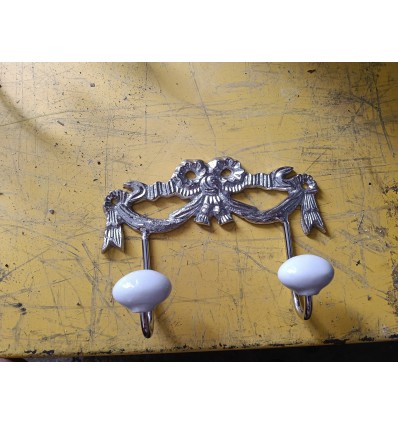 Percha doble plata-porcelana